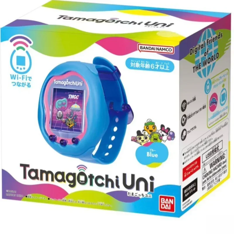 Nuovo originale Tamagotchi Blue Wifi Uni Electronic Machine Pix Pet incontra la Console di rete contachilometri Funct schermo a colori regali di