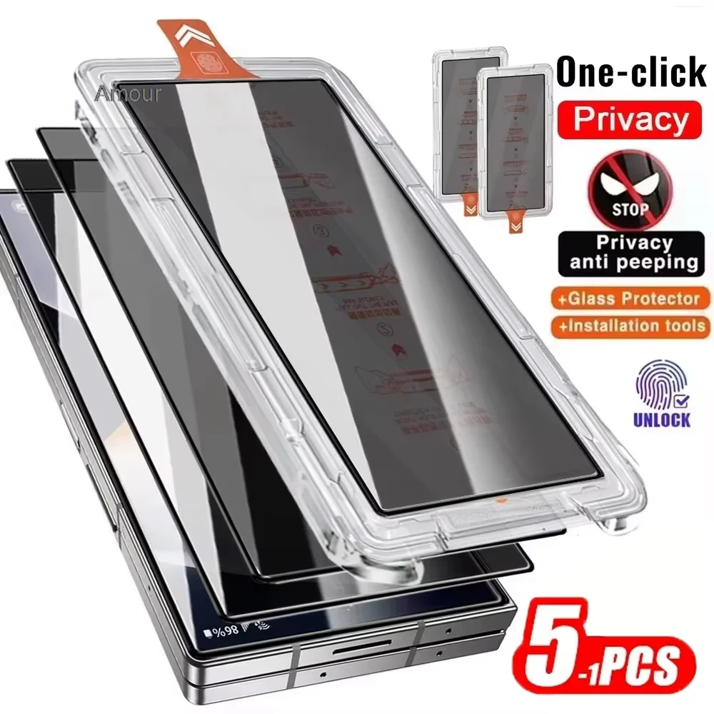 2/5PCS Anti-Fingerprint Privacy Screen Protector For Samsung S25 Ultra S26 Ultra S24 Ultra S23 S22 Plus Dust Free Tempered Glass
