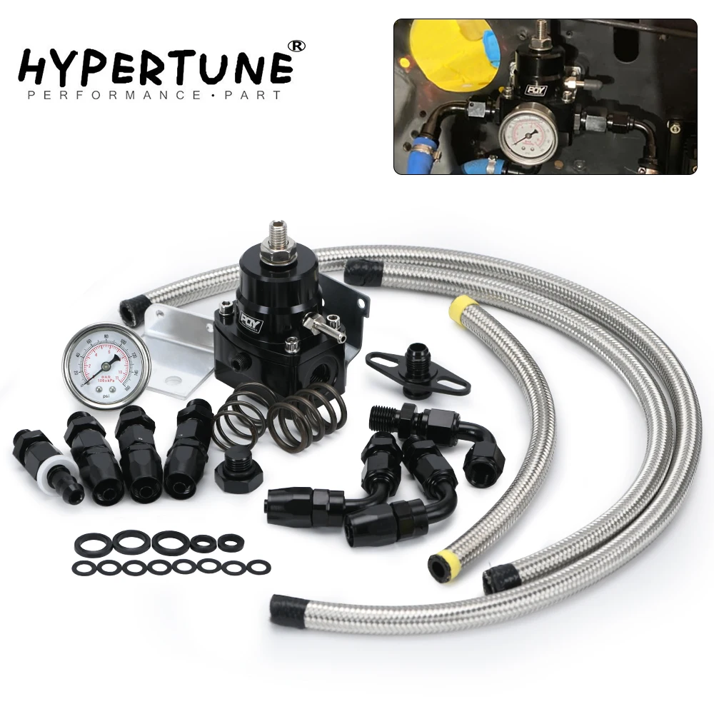 

Adjustable Fuel Pressure Regulator Kit AN6 Feed & AN6 Return Line W/ 0-160PSI Gauge Set 3-20/ 20-45/ 45-70 Pressure Springs