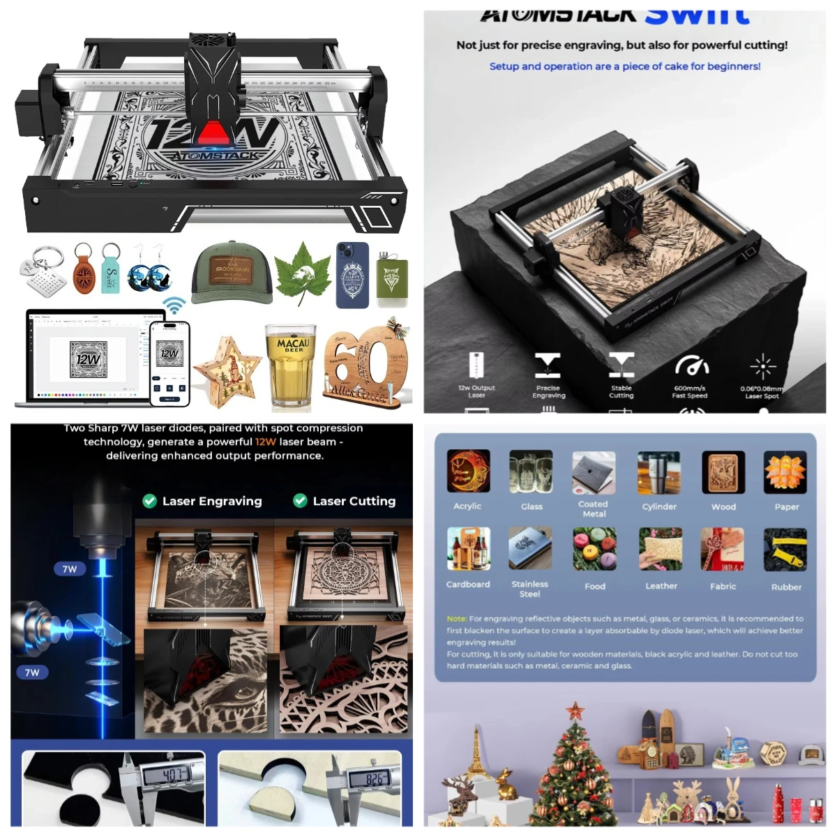 

Swift Engraver for Beginners 12000mW Output Cutter 300X300mm Working Area Engraving Machine Swift 12W