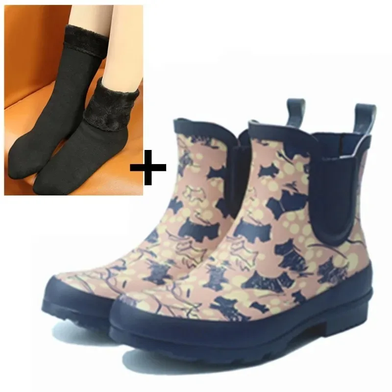 Womens Low & High Tube Waterproof Rain Boots Non-slip Rubber Rain Shoes Outdoor Hiking Fishing Wading Water Shoes