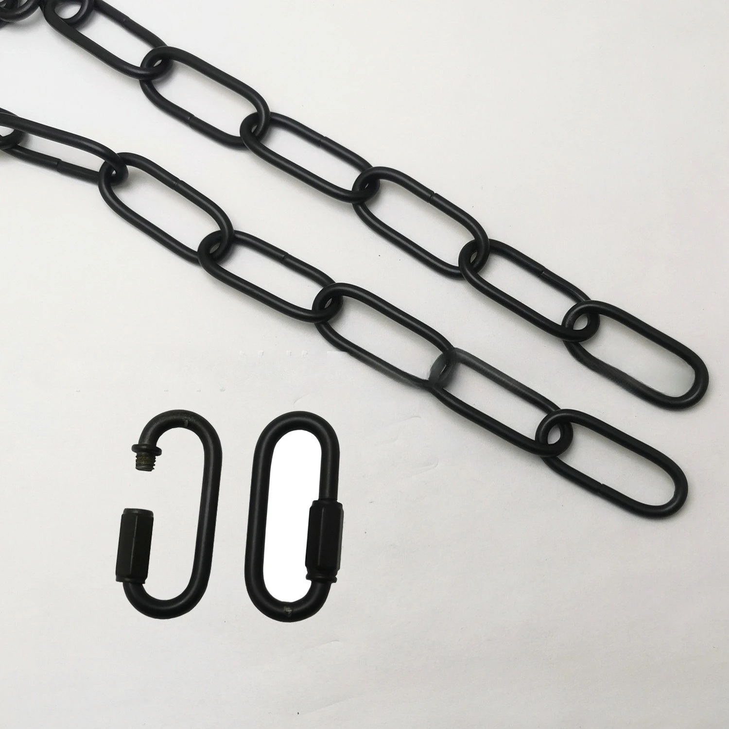 4mm Thick Extension Metal Chain Black Pendant Light Hanging Iron Chain with Buckle Crystal Candle Lamp Lighting Accessories