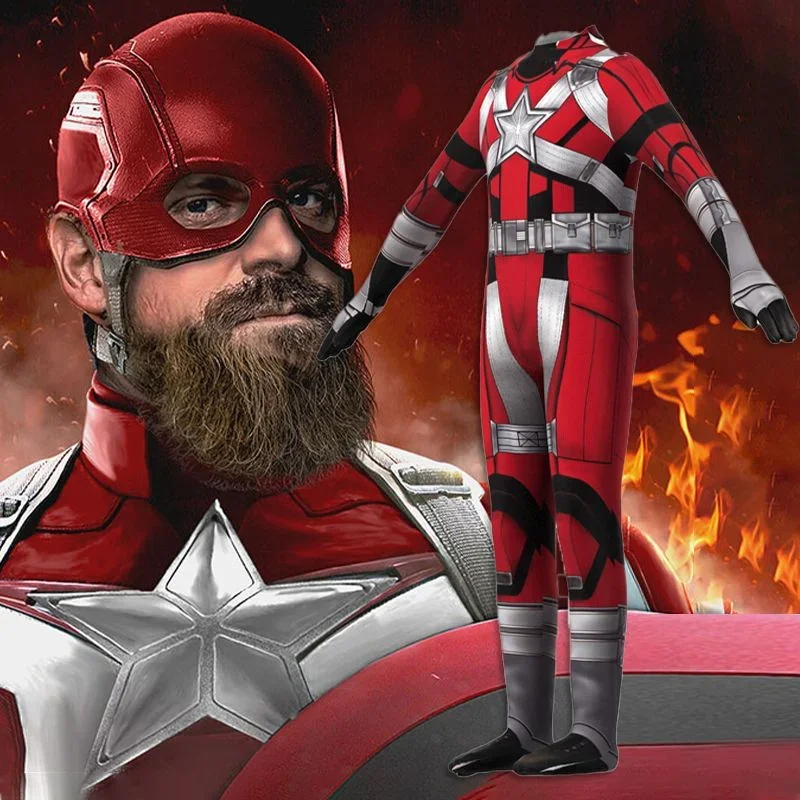Adulto e bambini Red Guardian Cosplay Catsuit Costume Hallowmas collant supereroe Red Guard gioco di ruolo su Halloween Zentai