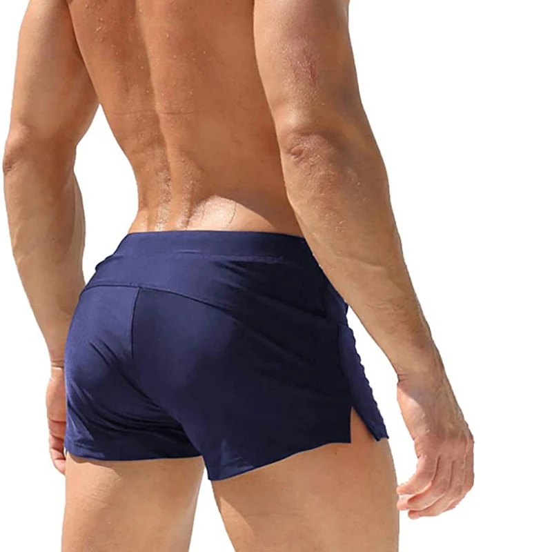 Mens Swim Trunk Swimwear with Zipper Pocket Bathing Suit Swimming Boxer Brief Square Leg Mesh Liner Board Shorts Swimsuits