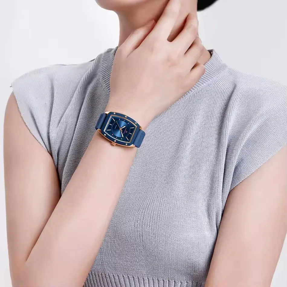 NAVIFORCE 5049 Modny damski zegarek kwarcowy na co dzień Luminous Wodoodporny silikonowy pasek Eleganckie zegarki biznesowe dla kobiet