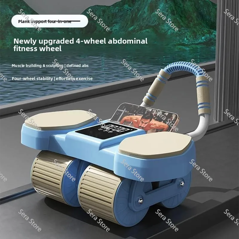Digital Display Abdominal Trainer 4 Wheel Auto Rebound Roller Portable Home Fitness Gear For Abdomen Muscle Slimming Training