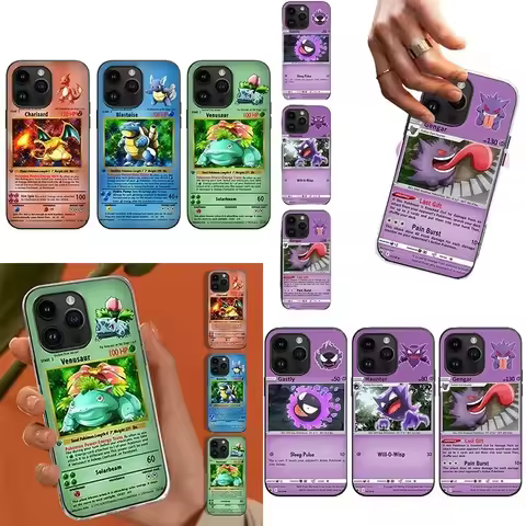 Cute Anime P-Pokemon Charizard Gengar 3D illusion Phone Case for Samsung S23 S21 S22 S24 S25 Ultra Plus Note 10 Venusaur Cover
