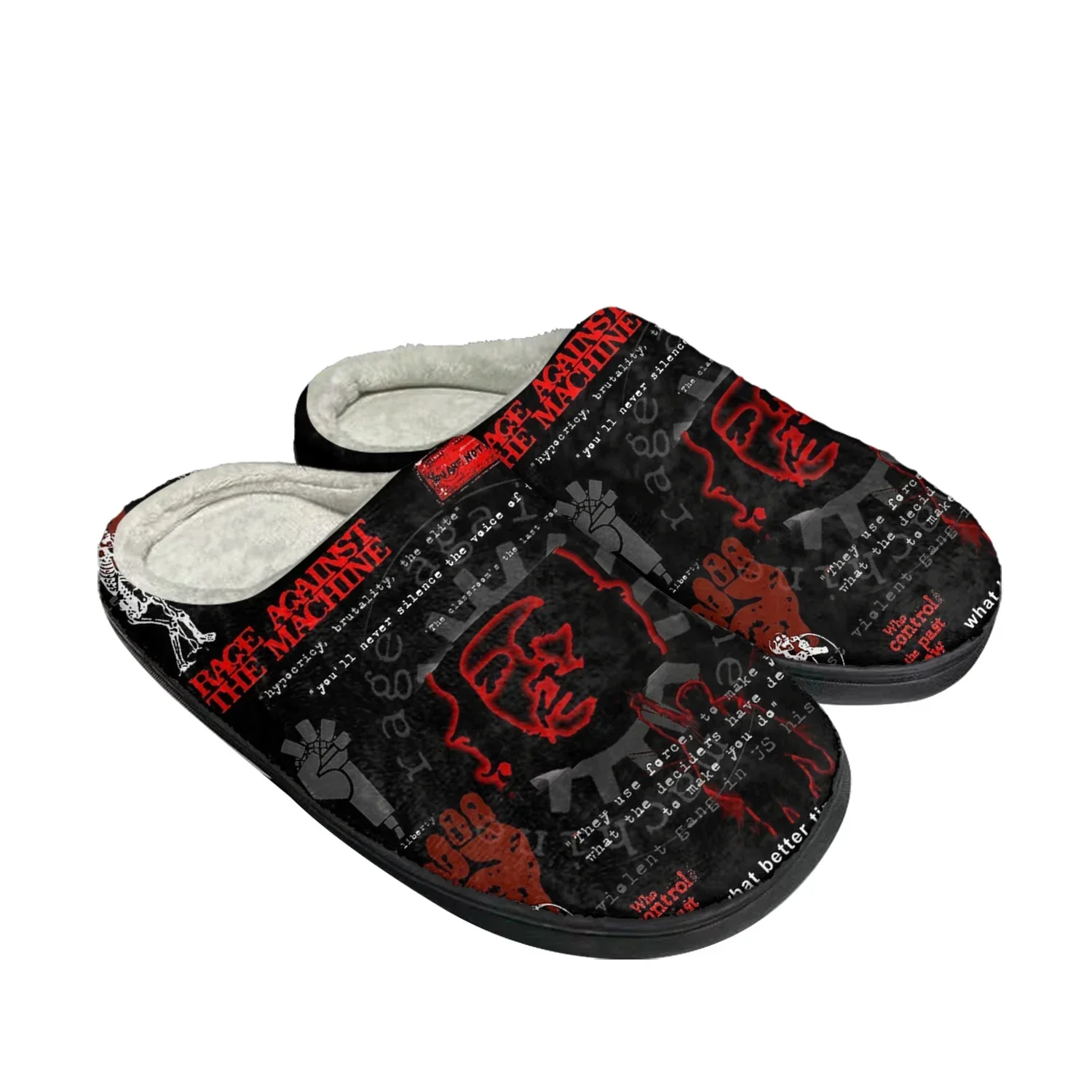 Rage Against The Machine Home Cotton Slippers Mens Womens Plush Bedroom Evil Empire Keep Warm Shoes Thermal Indoor Slipper Shoe
