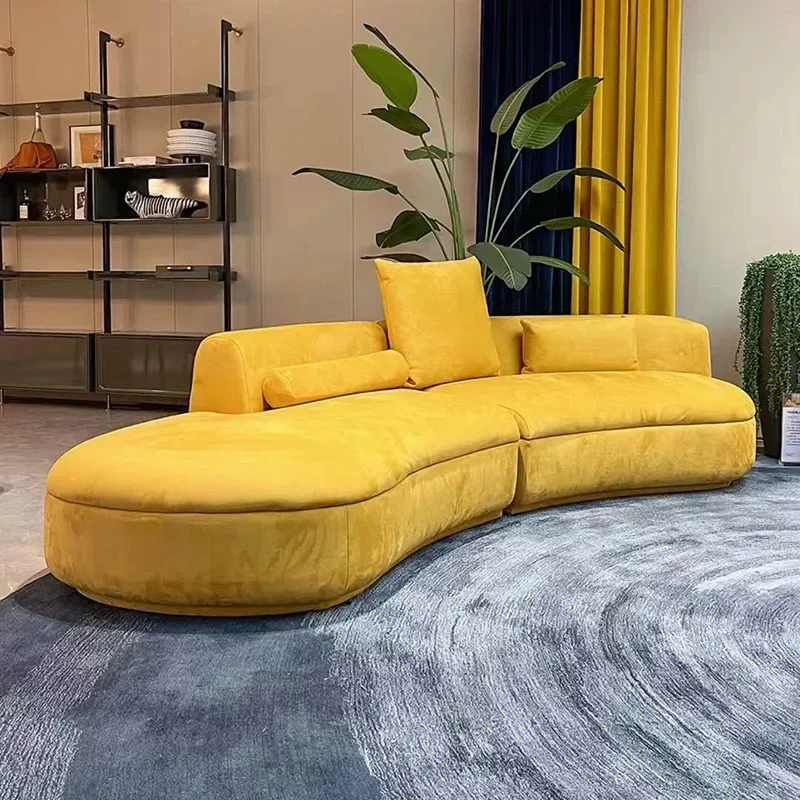 Italian minimalist curved sofa cream style light luxury living room modern creative fabric corner sofa haute couture