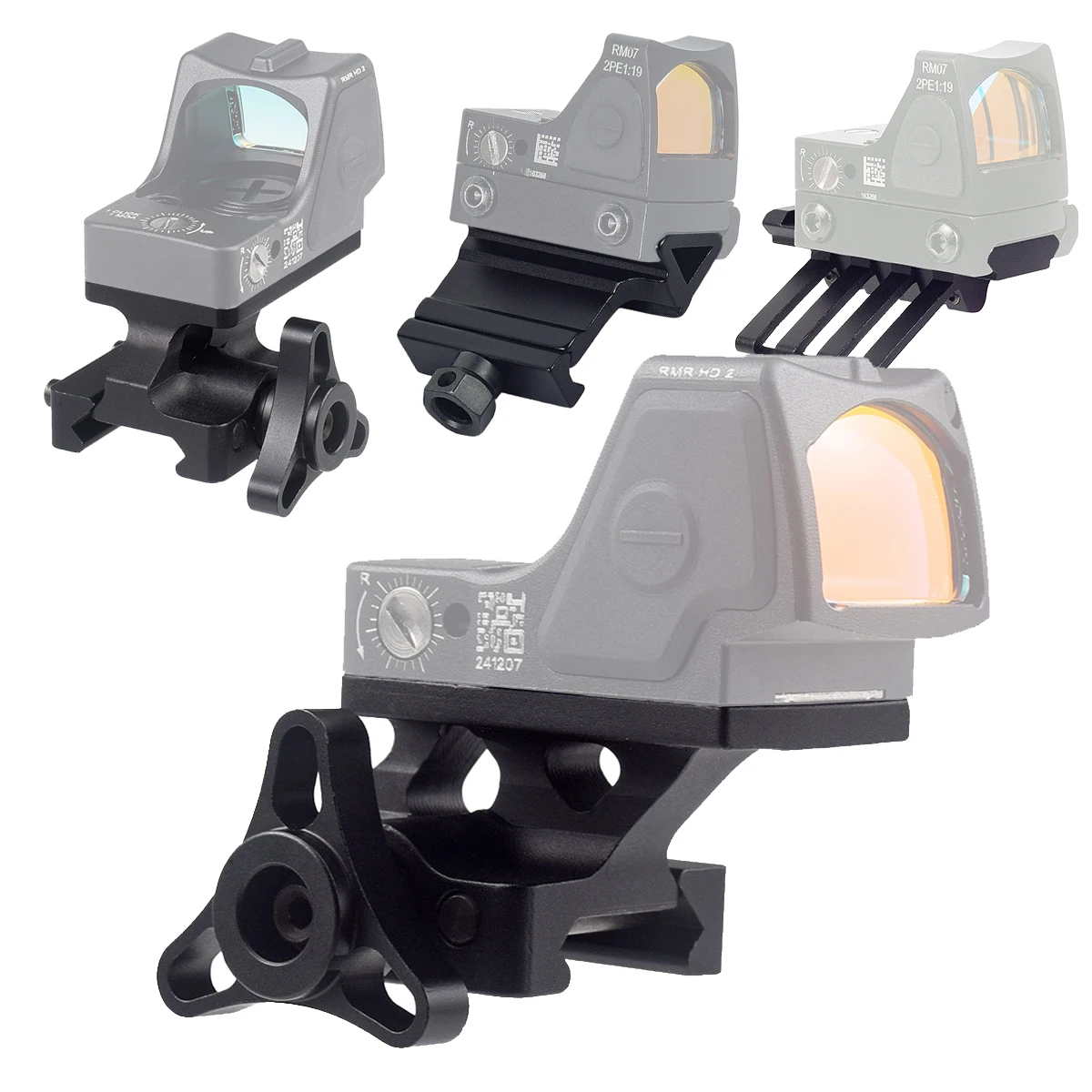 タクティカルrmr 45度オフセットマウントアダプター、ピカティニーレール、airsoft、hdスコープ、クイックリリース、下部、1.3サイドマウント、rts、20mm