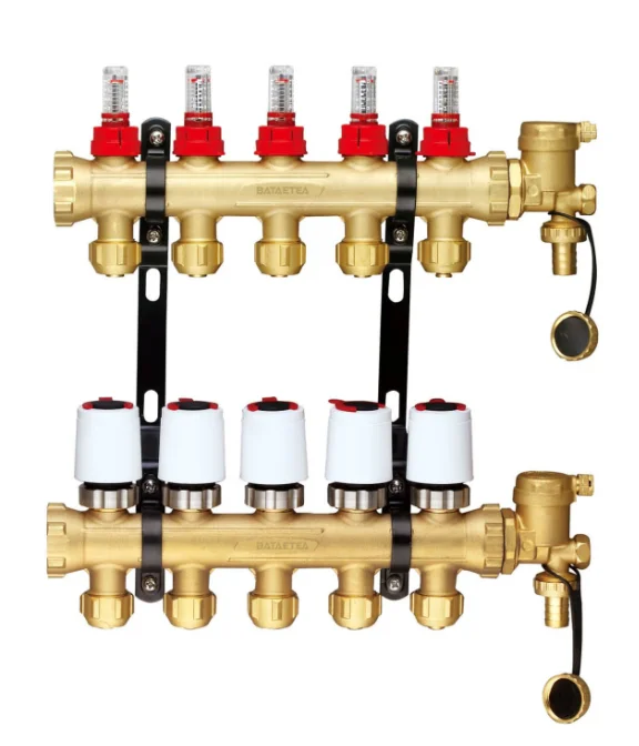 

Forged Under Floor Water Radiant Heating Brass Flow Manifold Valve with Flowmeter for Plastic PPR Pipe 1/2" PEX Tube Manifolds
