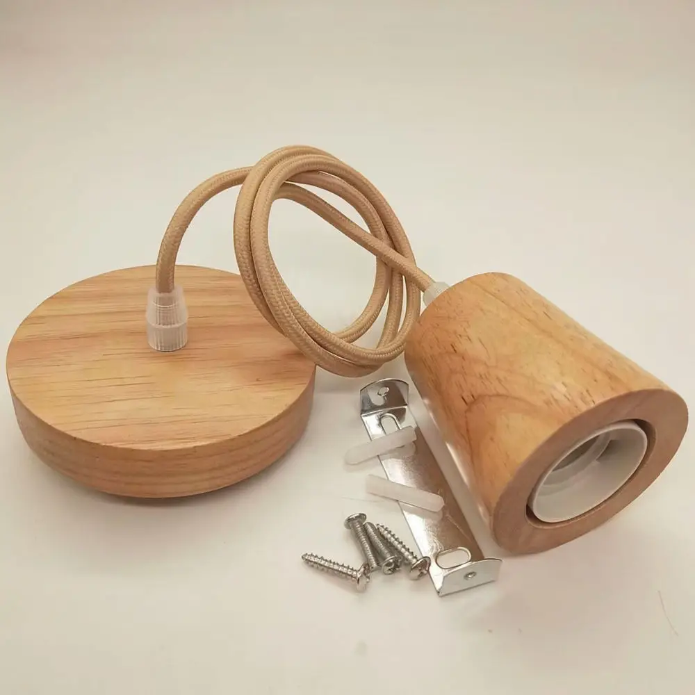 Simple Nordic Wood Pendant Light E27 Socket Hanging Lamp For Bedroom Restaurant Coffee Bar Modern Interior Lighting