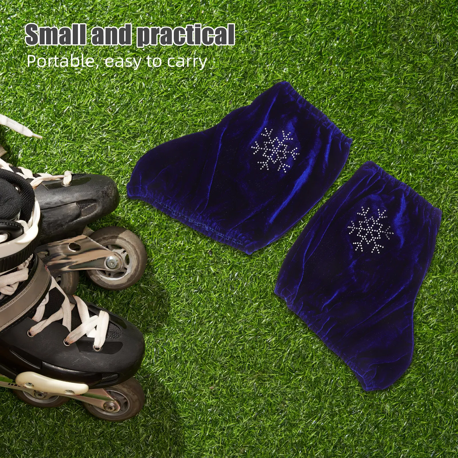 

Пара чехлов для фигурных коньков синего цвета со стразами, элегантные защитные чехлы для обуви для катания на льду, для коньков среднего размера, для тренировок