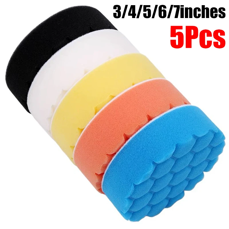 

5Pcs/set Car Polishing Pad Kit Auto Car Buffing Pad 3/4/5/6/7 Inches Sponge Pads for Car Polisher Auto Detailing Accessories