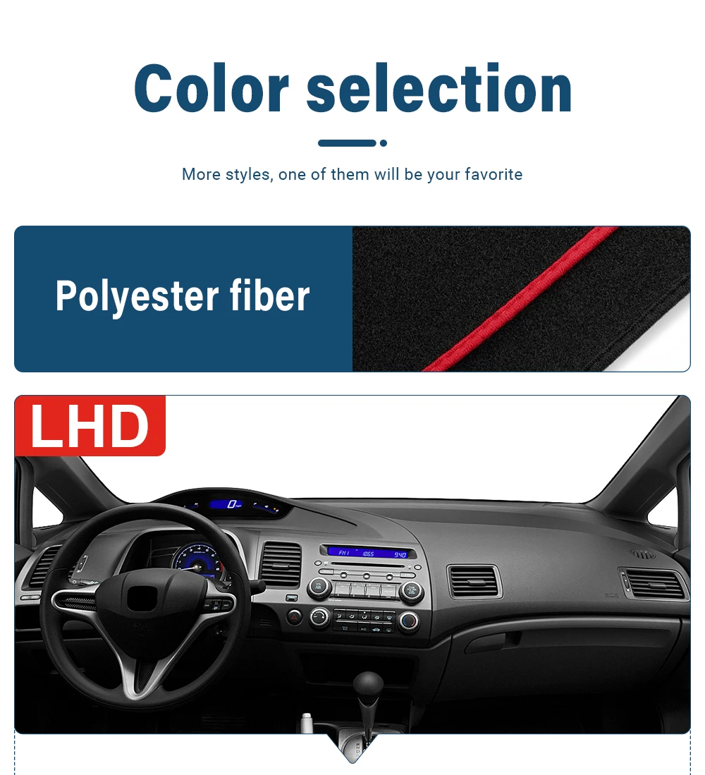 Für Honda Civic 8th 2006 2007 2008 2009 2010 2011 Auto Dashboard Abdeckung Sonnenschutz Anti-Uv-Matte Instrument Panel teppiche Zubehör – Detail 5