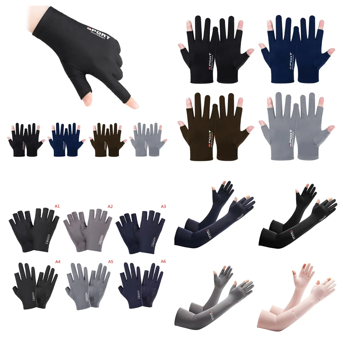 Sommer Handschuhe Männer Eis Seide Sonnenschutz Fahren Handschuh Angeln Handschuhe Atmungsaktive Radfahren Wandern Handschuh