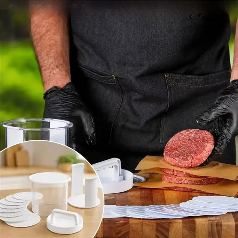 ABRU-Multi-Layer Burger Patty Maker With Storage Container, Non-Stick Beef Press Mold, Freezable Hamburger Patty Box For BBQ