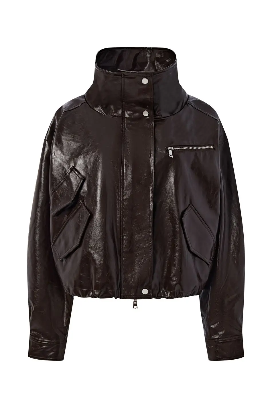 Laur 2026 Women Faux Leather Short Jacket With Fluffy Big Fur Collar Oversized Warm Winter Biker Coat For Ladies