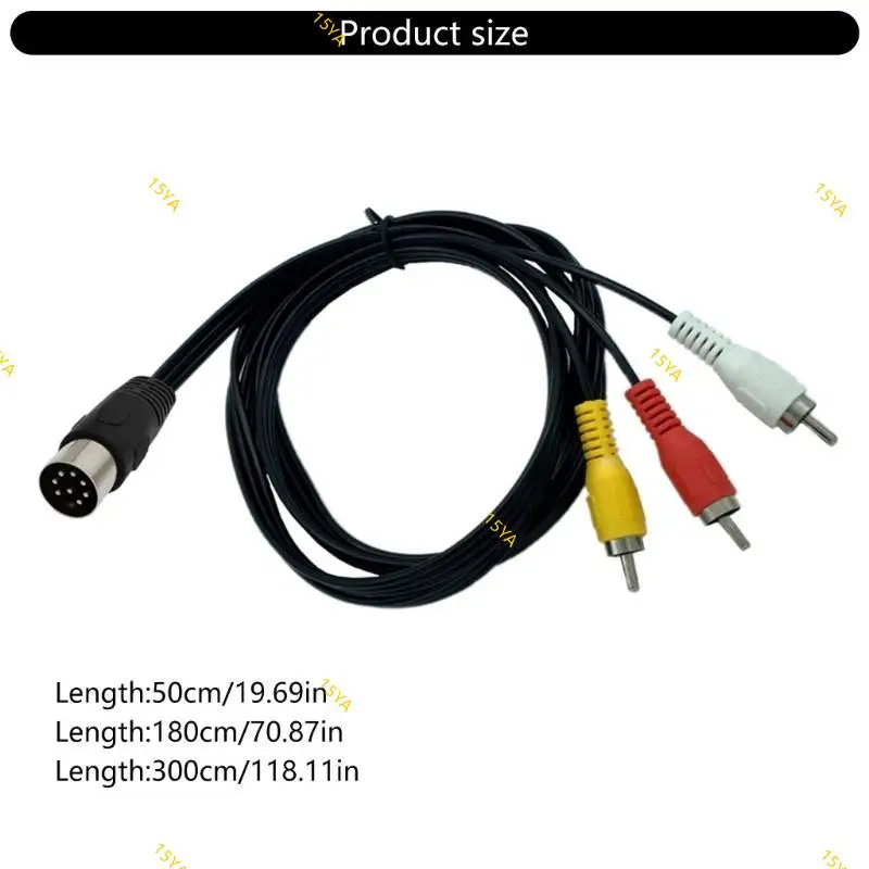 

15YA Flexible Din 8Pin to 3RCA Cable DIN 8Pin to 3RCA Audios Cable for Seamlessly Integration with Various Audios Devices