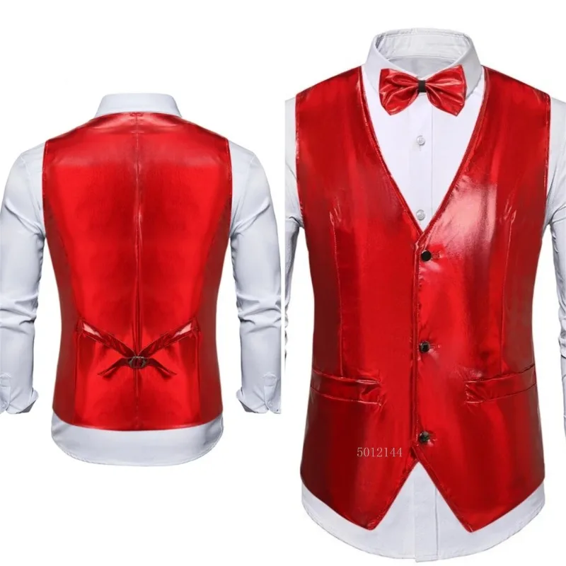 

2026 Новый золотой, серебристый, розовый, фиолетовый, диско-блестящий жилет для мужчин, шесть цветов, яркий мужской жилет с галстуком-бабочкой, европейский размер S-2XL