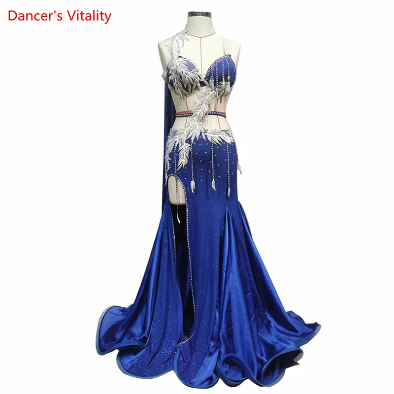 Belly Dance Performance Costume Set for Women Customized Bra+split Long Skirt 2pcs Female Oriental Competitoin Clothing