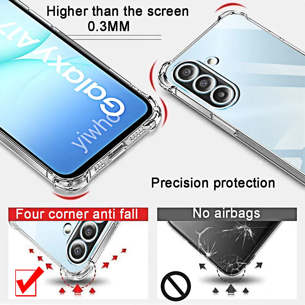 Transparent Phone Case for Samsung Galaxy A17 4G 5G A07 Back Cases Cover Protective Camera Phonecase A06 A16 A26 A36 A56