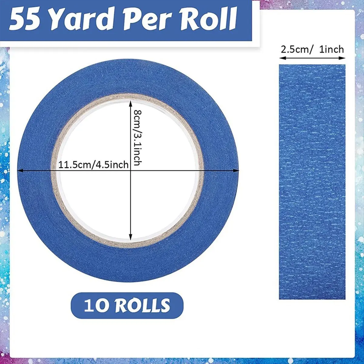 FOR HOME 10 Rolls Blue Painters Tape Wall Safe Paint Tape 1.2 Inch X 55 Yards for Wall Painting Decoration Supplies Drop Cloth