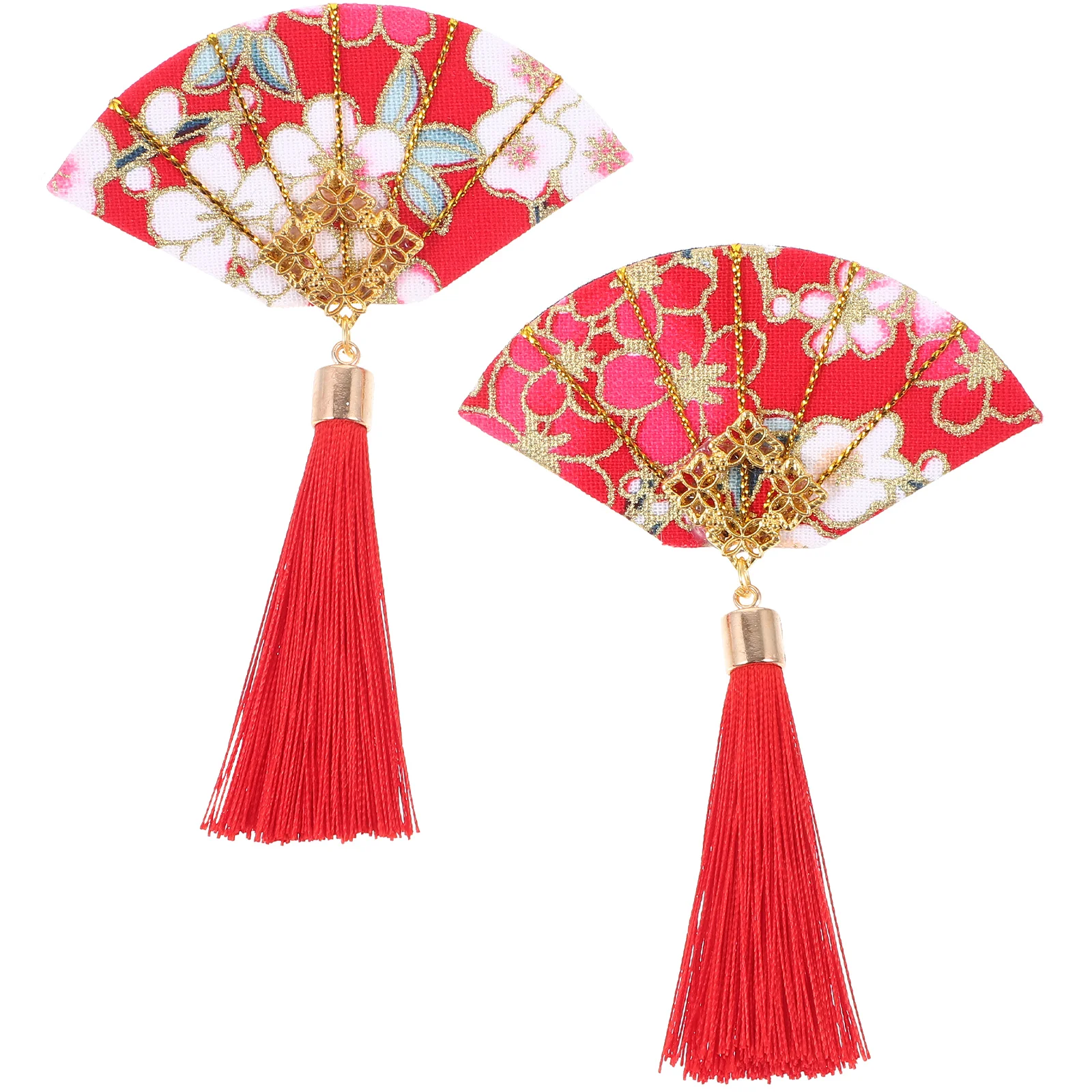 2 Pcs Little Girl Japanese Hair Accessories Child Clips Chinese Style Pins Geisha Chopsticks Fabric Kimono Flower for Women