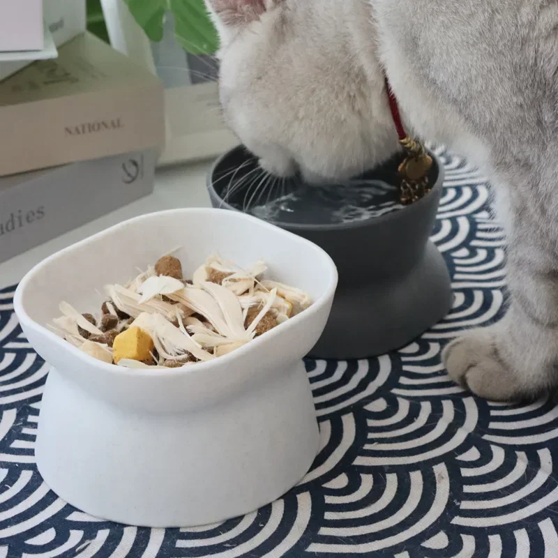 Cat Bowl High Foot Dog Bowl Protect Cervical Vertebra Pet Food Water Bowls Puppy Feeding Cup Pet Dog Feeder Plastic Pet Supplies