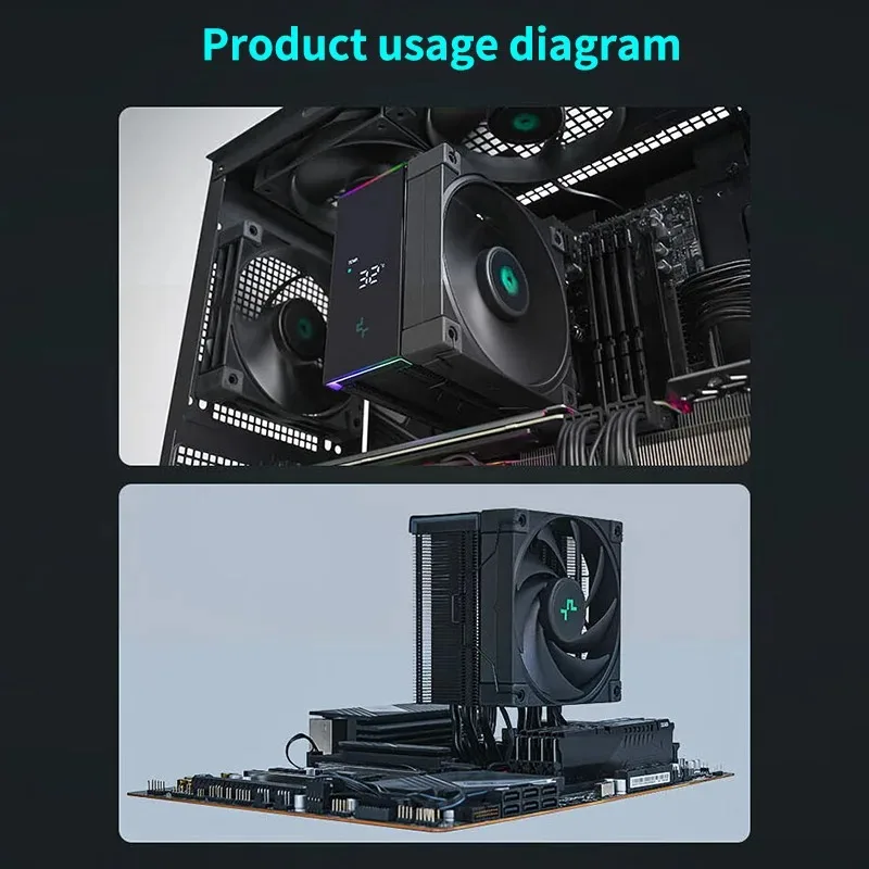 Кулер для процессора DEEPCOOL AK500S TDP240W, 5 тепловых трубок, радиатор с цифровым дисплеем, компьютерная лампа охлаждения для LGA1700/1200 115X AM4 AM5