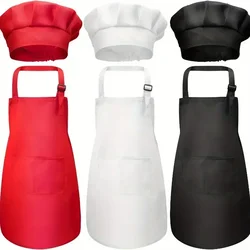 1set Children's Apron with Chef Hat Set-Waterproof Art Smock Feeding Bib Cooking Baking Painting Training Clothes