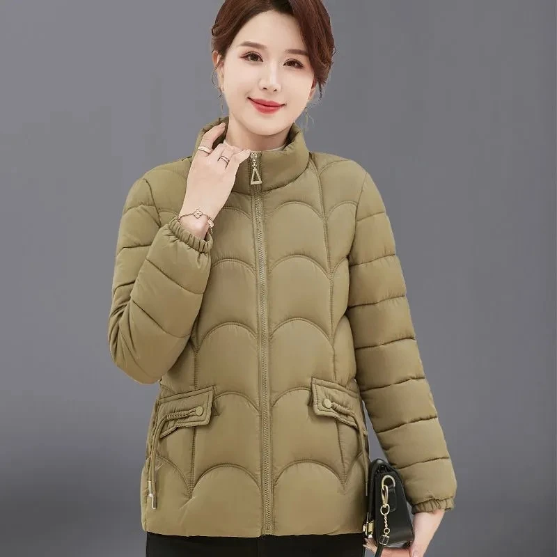 

2025 Autumn Winter New Stand collar Down cotton Jacket Middle-aged mothers Thicken Warm Short Coat Female Warm Parka Outwear