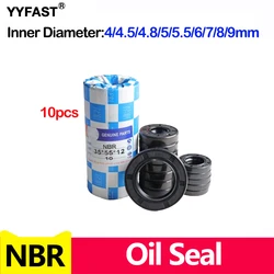 10Pcs NBR Framework Oil Seal，ID 4mm 5mm 6mm 7mm 8mm 9mm OD 12-34mm Thickness 4-10mm,TC Nitrile Butadiene Rubber Sealing Rings