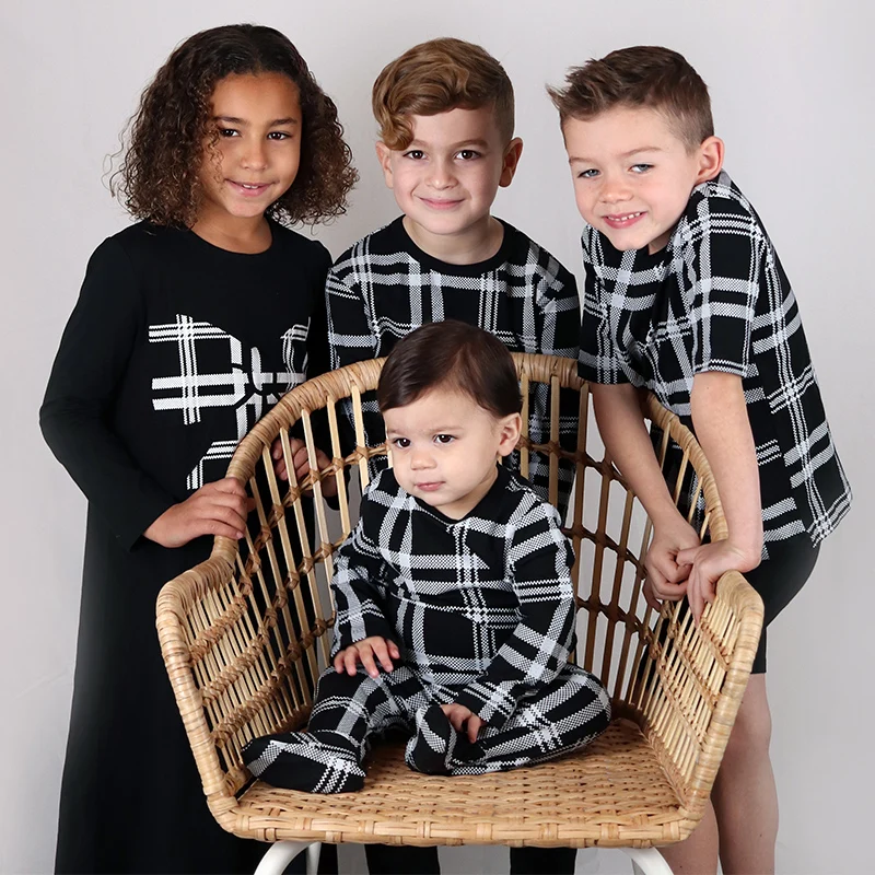 Baby romper summer spring kids clothes long sleeves children clothing black plaid print baby overalls kid clothes baby footie