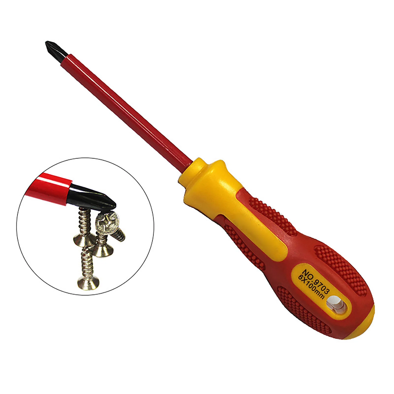 High Voltage Magnetic Slotted Screwdriver Cross Slotted Portable Anti-skid Screw Driver for Repair Home Improvement Craft