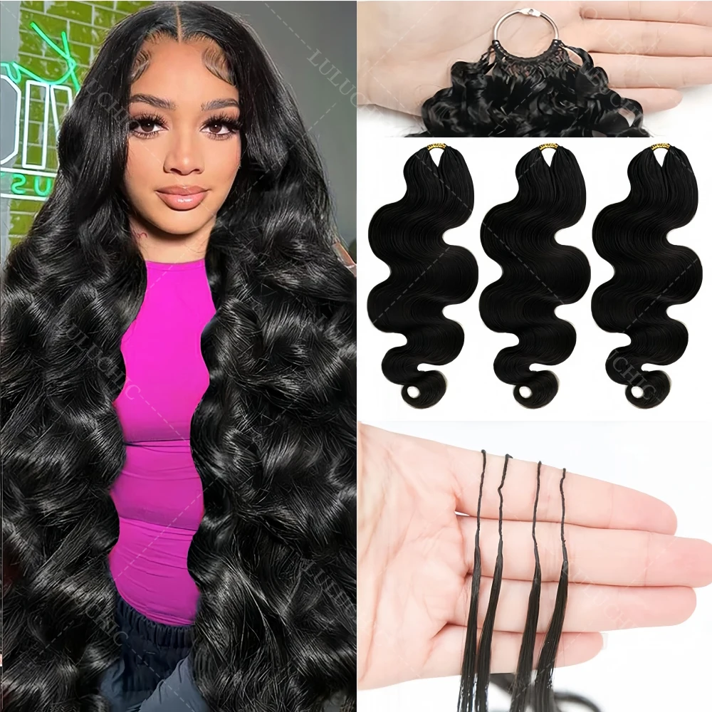 

Наращивание волос 12A Body Wave с предварительно проработанными петлями, натуральные волосы для крючкового плетения, легкие, необработанные, для косичек