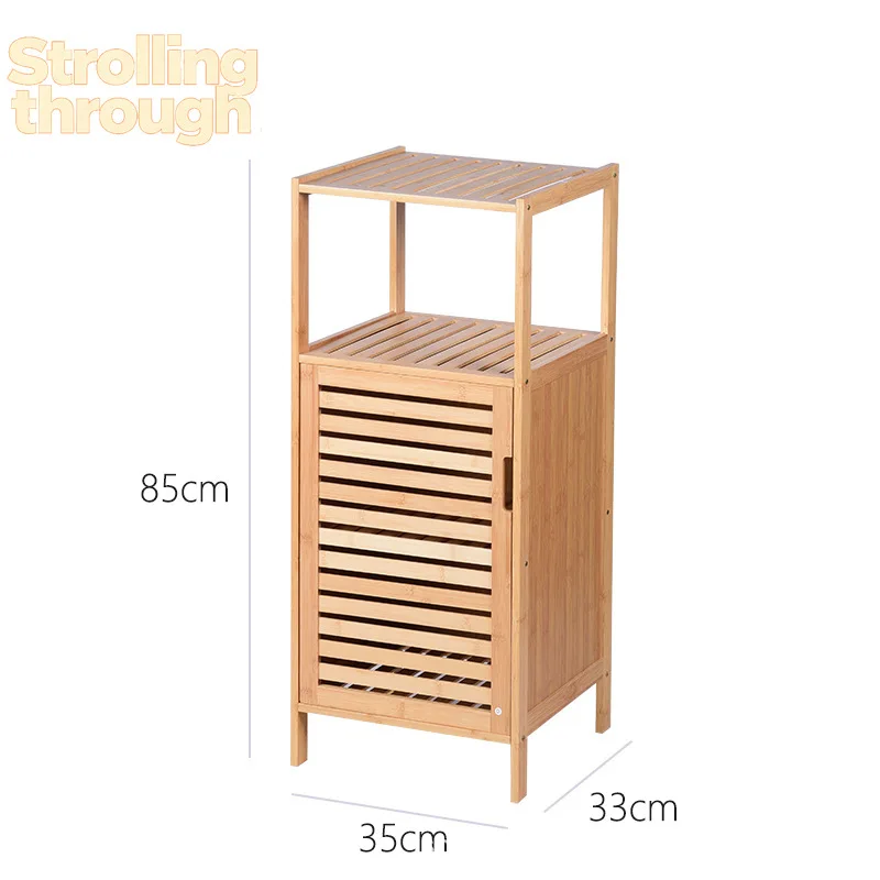 

Bamboo Bathroom Storage Basket Kitchen Home Living Room Bedroom Multifunctional Locker Floor-to-ceiling Space Storage Basket