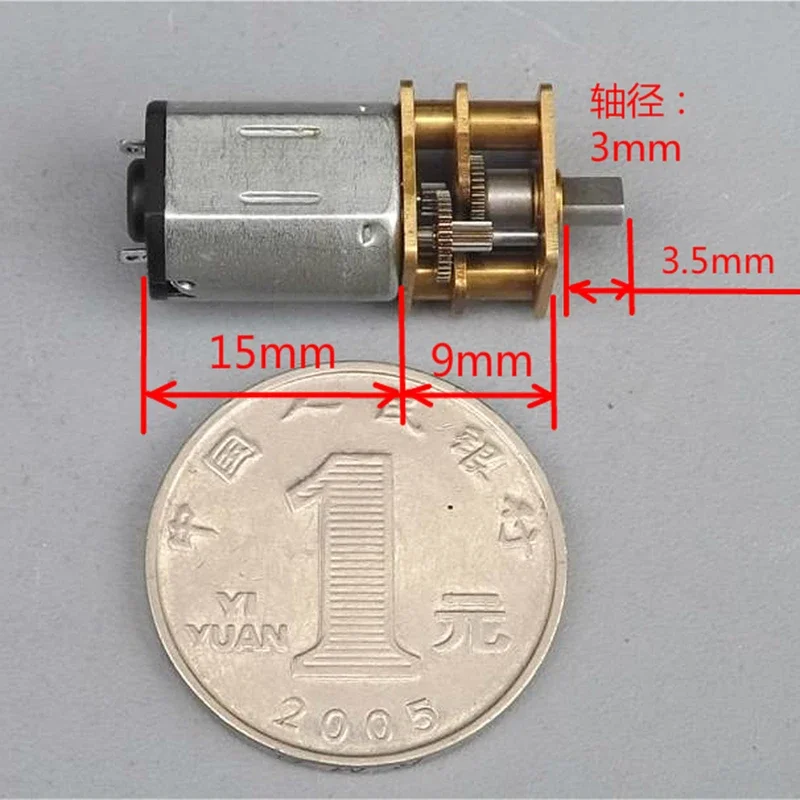 N20 Mini Full Metal Gearbox Gear Motor DC 5V-9V  670- 1200RPM Micro Motor 3mm D-shape Shaft DIY Robot Car