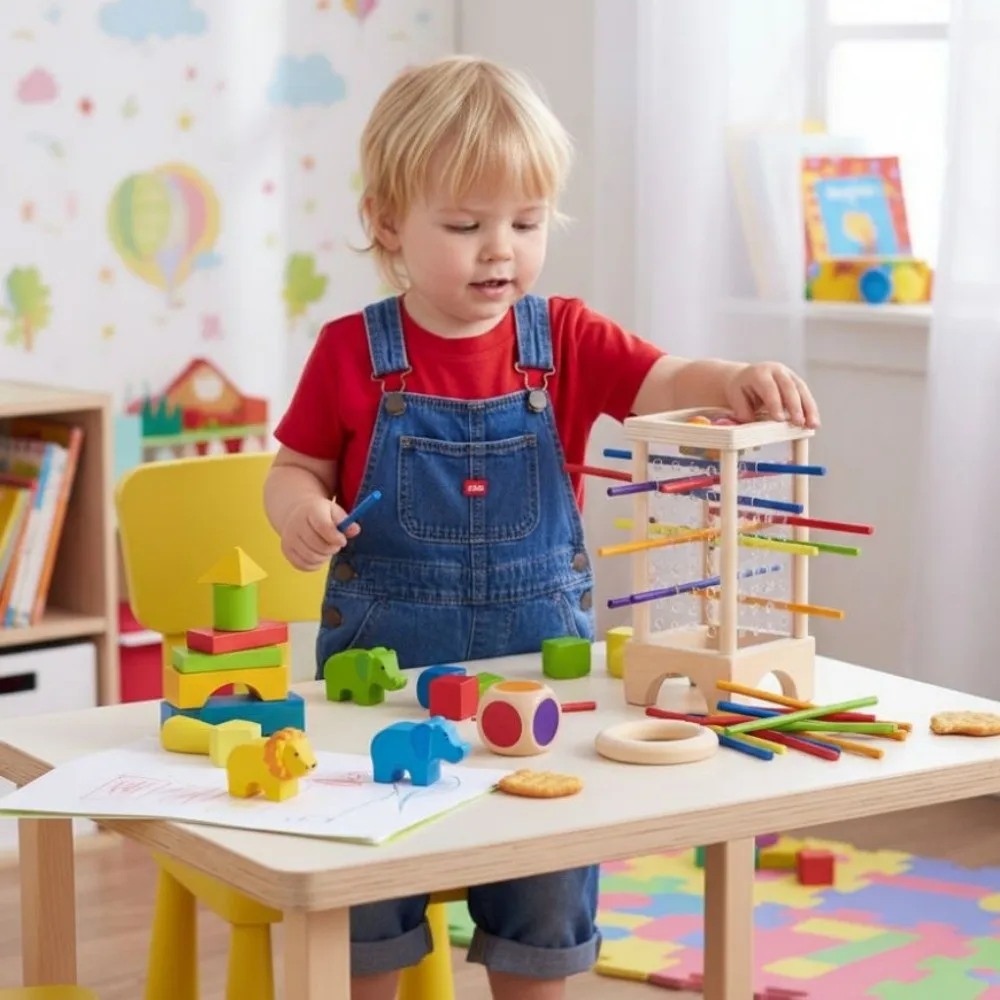4-zijdig houten stok bordspel Kleurrijke stokken Fijne motoriek Montessori Bal laten vallen Spel Educatief speelgoed Klassiek