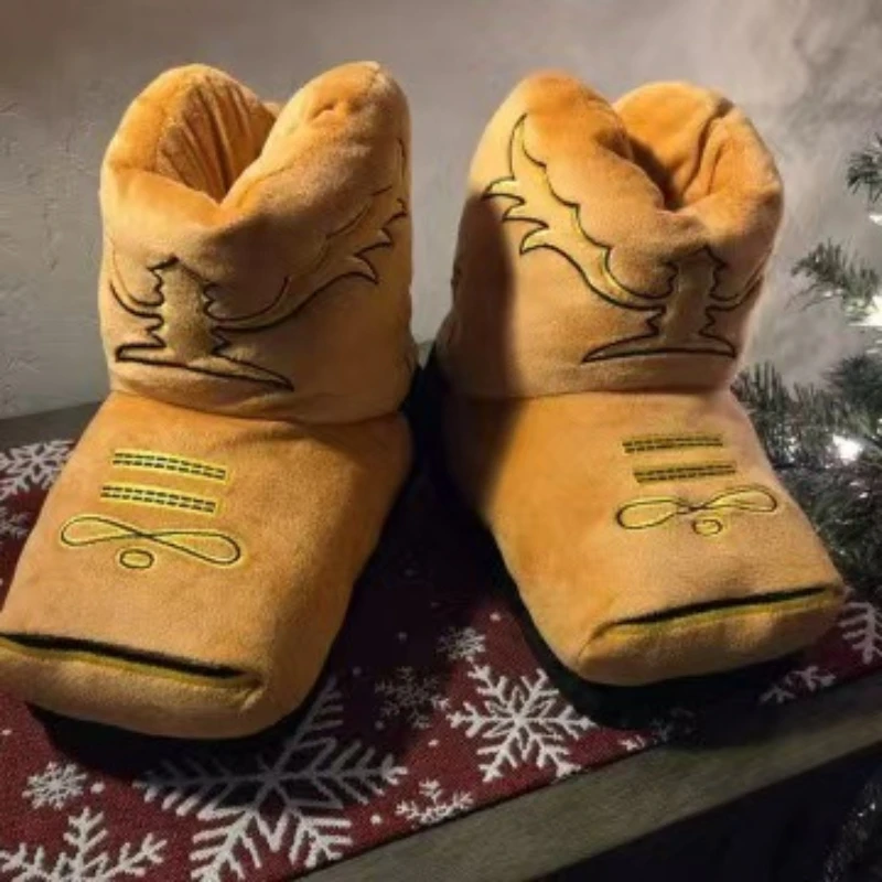 cosplay Cowboy Boots - The House Slipper Boots Slippers for Adults,Plush Western Style Slippers,Cozy Home Indoor Fuzzy Boots