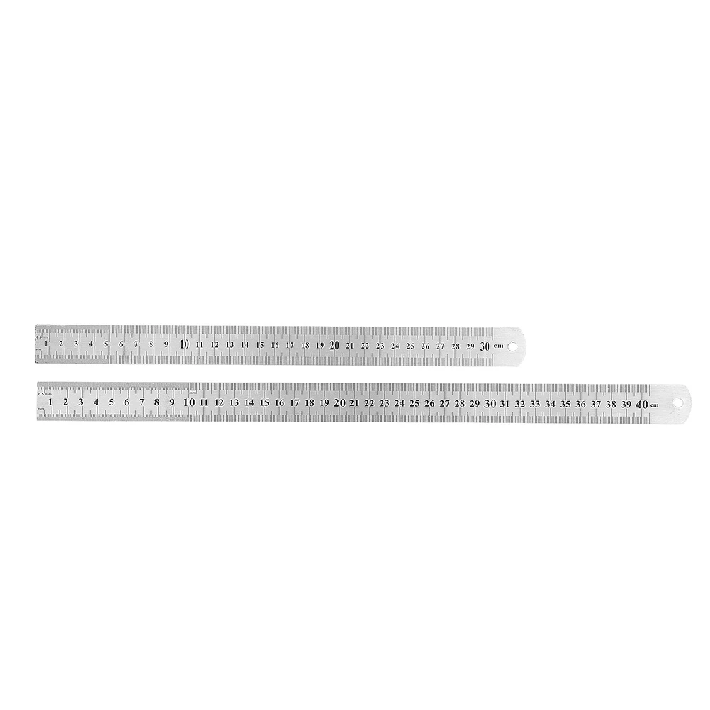 2Pcs Stainless Steel Ruler Centimeter Graduated Double Sided Scale Drawing Tool Lightweight Measurement Office Supply