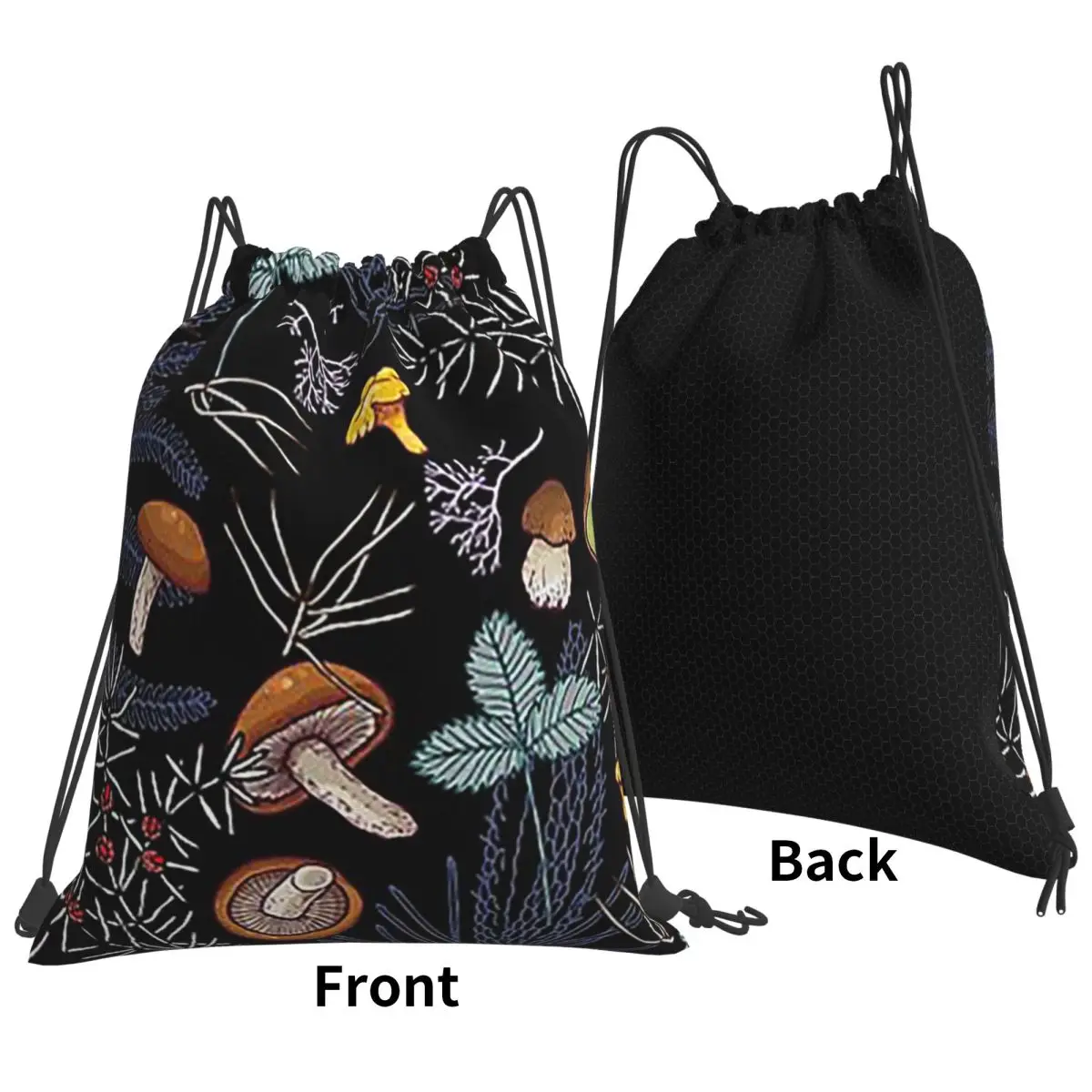 حقائب ظهر على شكل فطر الغابة البرية الداكنة متعددة الوظائف، حقائب برباط محمولة، حقيبة تخزين، حقائب كتب للسفر والمدرسة