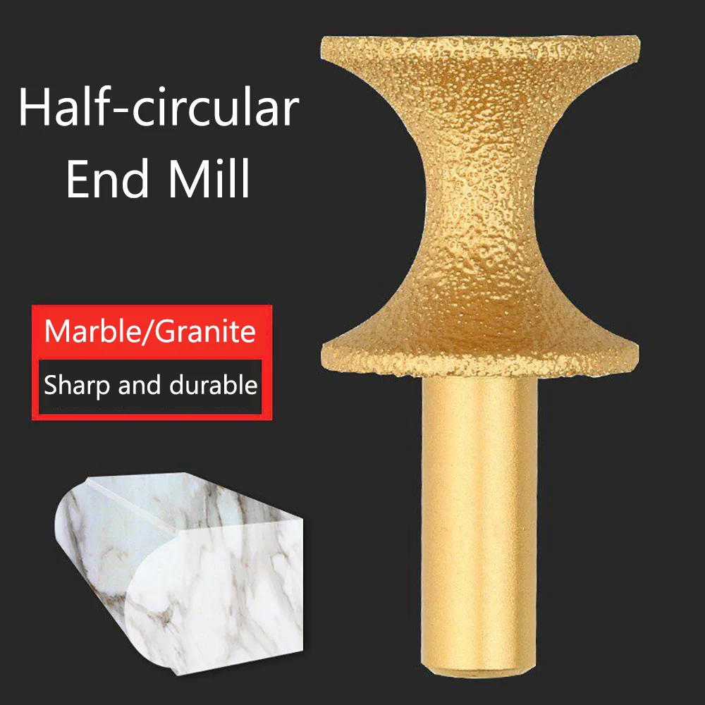 1pcs 1/2" Shank Vacuum Brazed Diamond Router Bits For Granite Marble Router Cutter Profiling Cutting Stone Edge Engraving Tools