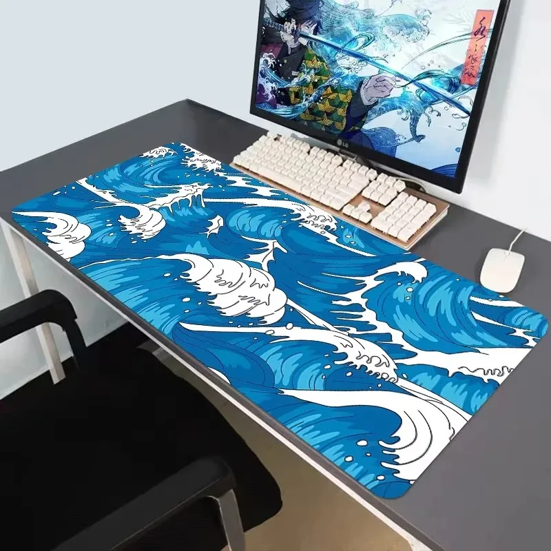 

Extended Pad Great Wave Desk Mat XXL Mousepad Gamer 900x400 Rug Office Aesthetic Blue Custom Anime Japanese1000x500 Big