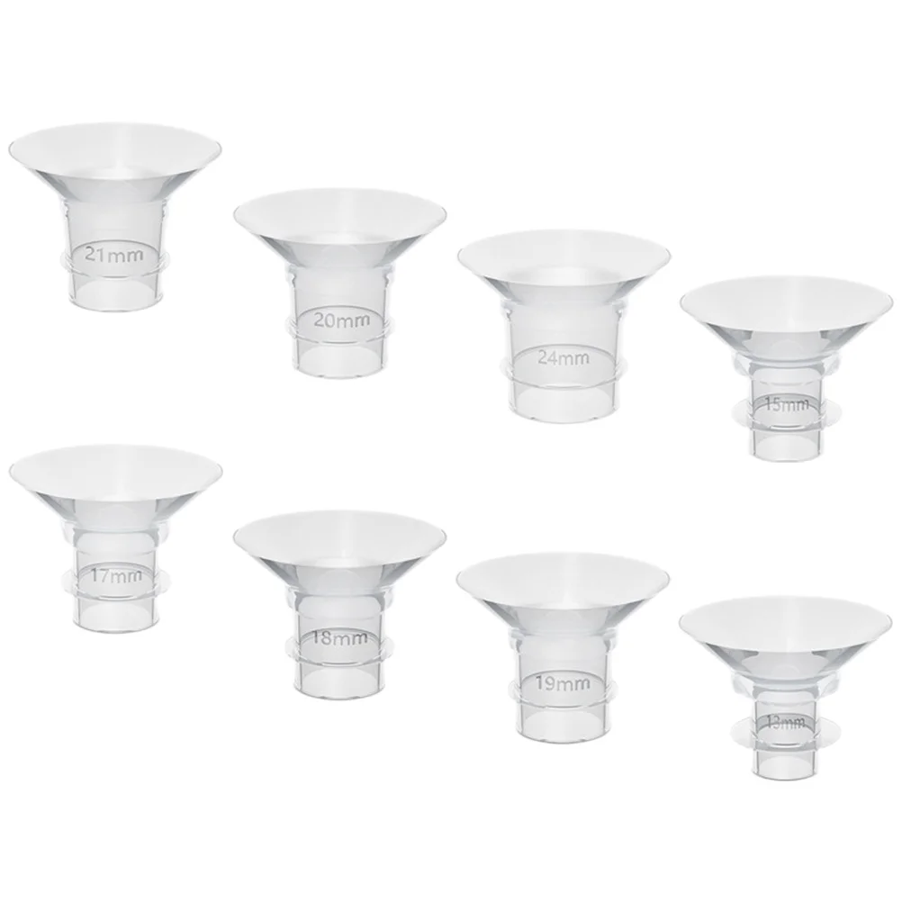 จุกปิดหน้าอกสำหรับเครื่องปั๊มนม 8 ชิ้น ขนาด 15 มม. 17 มม. 19 มม. 21 มม. ทำจากซิลิโคน ใช้แทนได้ ใช้ได้กับเครื่องปั๊มนมไฟฟ้าแบบสวมใส่