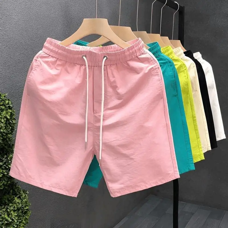

Men's Summer Quick Dry Sports Shorts Ice Silk Casual Loose Straight Leg mid Length Basketball Shorts Candy Color Polyester Fiber