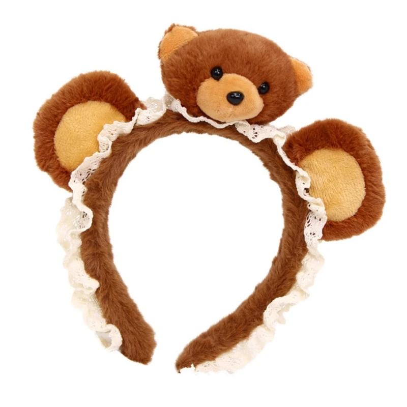 X5XA Children's Stretchy Fabric Headwear Decorative Lace Accent Hairband For Toddler