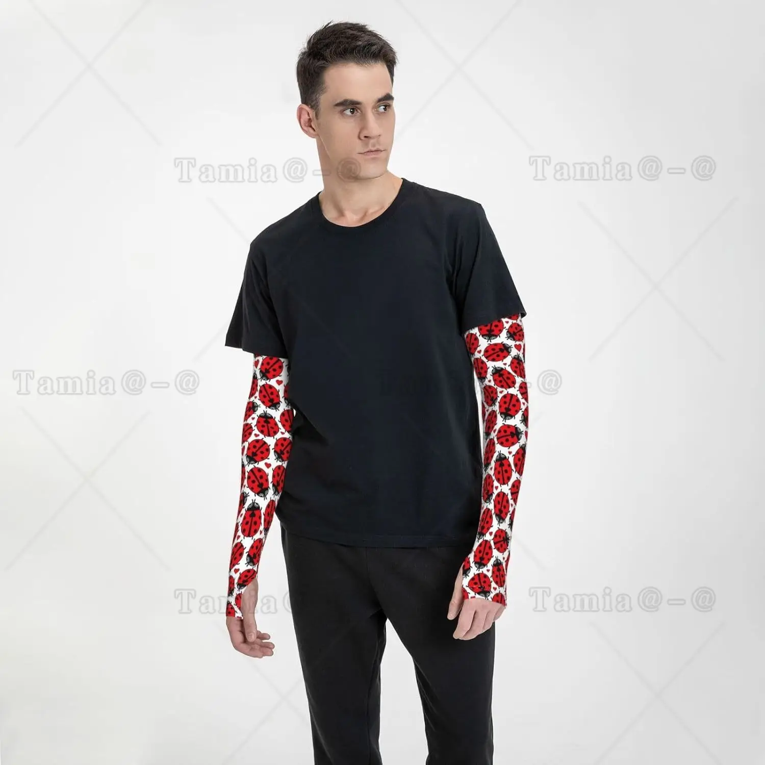 Floral Doodle Ladybird Love Print Arm Sleeves Cooling UV Sun Protection Sports Compression  for Men Women Golf Basketball