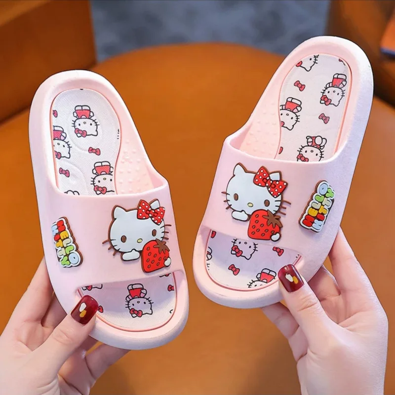 

New Sanrio Hello Kitty My Melody Y2k Children's Sandal Slippers Summer Girls Indoor Bathing Anti Slip Baby Home Sandal Kawaii