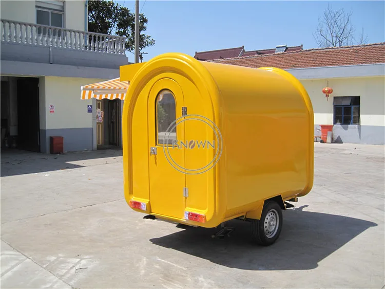 KN-Y220H Commercial Catering Trailer Yellow Color Ice Cream Bubble Tea Coffee Mobile Food Cart For Sale Customizable